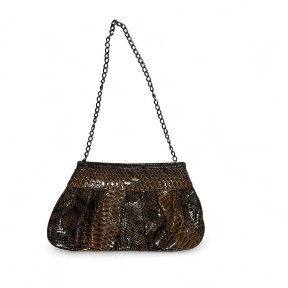 Handbags - Vecceli Italy Brown Snakeskin Shoulder‎ Bag